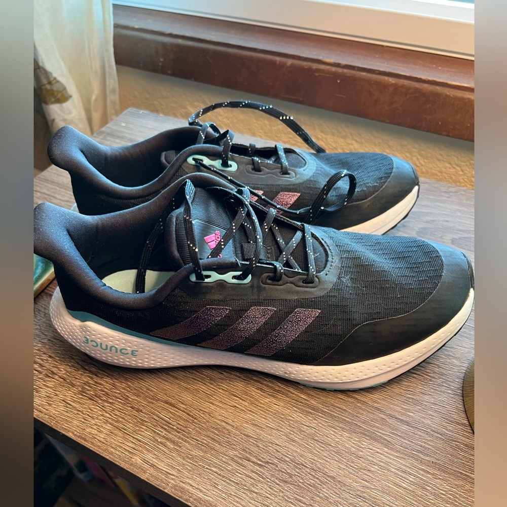 Adidas Black Sneakers with Pink Accents